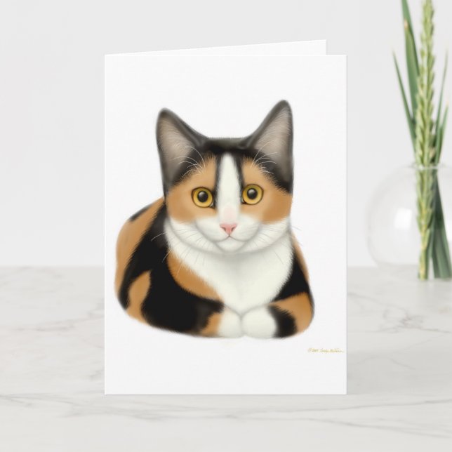 Tarjeta de felicitación Calico Cat (Anverso)