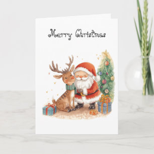 Tarjeta de felicitación caprichosa de Santa Claus