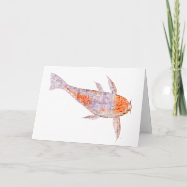 Tarjeta de felicitación Carp Woodblock (Anverso)