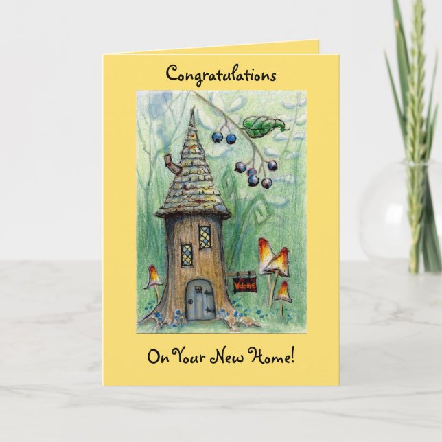 Tarjeta de felicitación "Casa de duendes" Feliz nu (Anverso)
