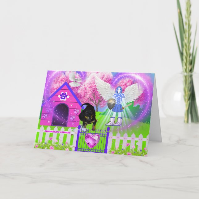 Tarjeta de felicitación Casa de perro rosa de Swee (Anverso)