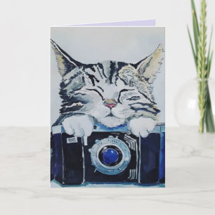 Tarjeta de felicitación CAT SLEEPA CAMERA BIRTHDAY