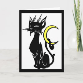 Tarjeta de felicitación Cat w/Moon Blank