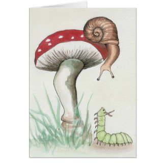 Tarjeta de felicitación Caterpillar y Snail