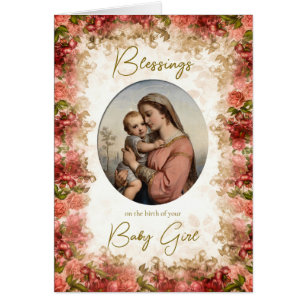 Tarjeta de Felicitación Católica Virgen María por