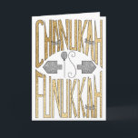 Tarjeta de felicitación "Chanukah is Funukkah"<br><div class="desc">"Aquí está una tarjeta de felicitación "Chanukah is Funukkah" con sobres. Para personalizar esta tarjeta, simplemente borra el texto dentro y agrega tus propias palabras. Elija su estilo de fuente, color, tamaño y redacción favoritos. Gracias por detenerse y ir de compras. ¡¡¡Mucho aprecio!!! ¡Feliz Chanukah/Hanukkah! Talla: Estándar (5" x 7")Cumpleaños...</div>