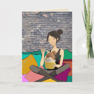 Tarjeta de Felicitación Chica de Helado Acogedora