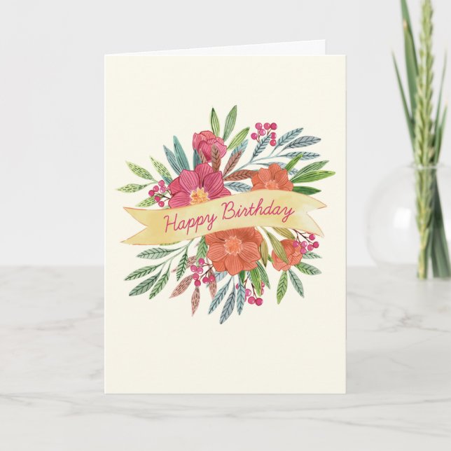 Tarjeta de felicitación Cinta de Cumpleaños Feliz  (Anverso)