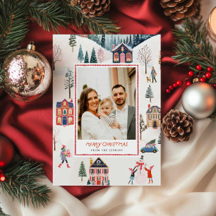 Tarjeta de felicitación clásica de fotos navideñas