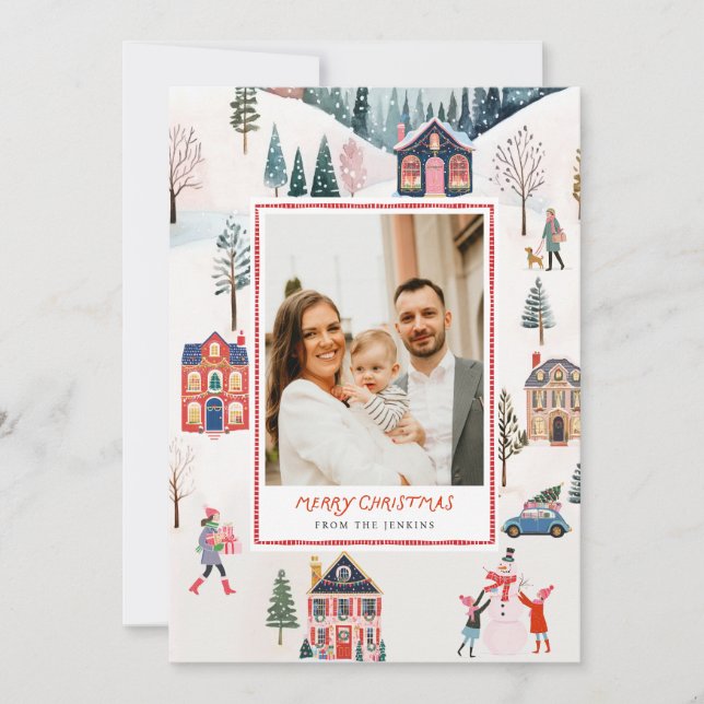 Tarjeta de felicitación clásica de fotos navideñas (Anverso)