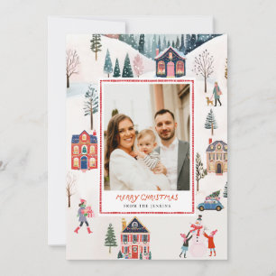 Tarjeta de felicitación clásica de fotos navideñas