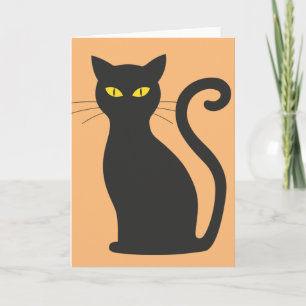Tarjeta de felicitación clásica para gato negro