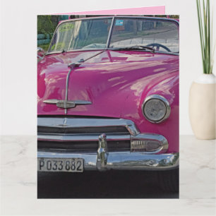 Tarjeta de felicitación CLÁSICA PINK CAR BIRTHDAY