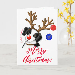 Tarjeta de felicitación Collie de borde de renos d