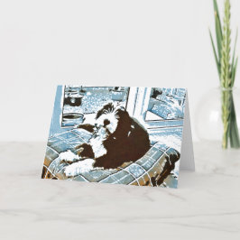 Tarjeta de felicitación Collie Pup con barba