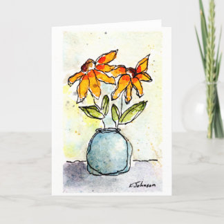 Tarjeta de felicitación color agua de las flores a