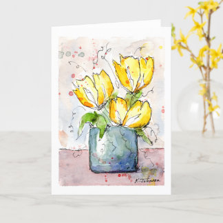 Tarjeta de felicitación color agua de las flores a