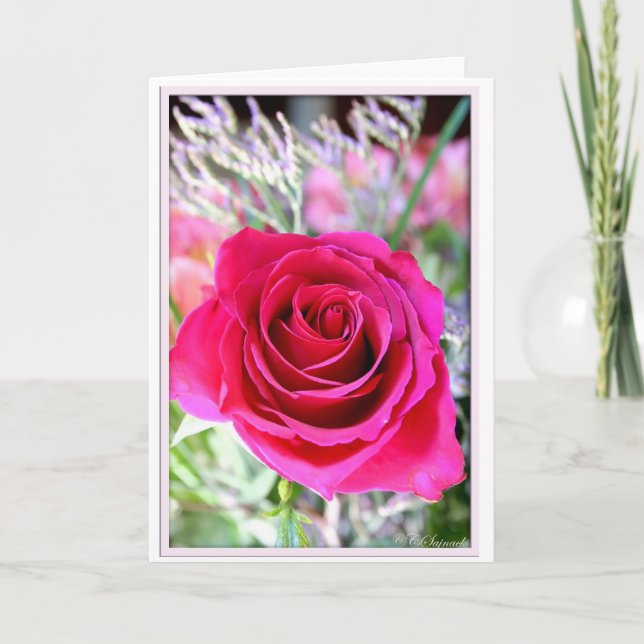 Tarjeta de felicitación color de rosa de la foto (Anverso)