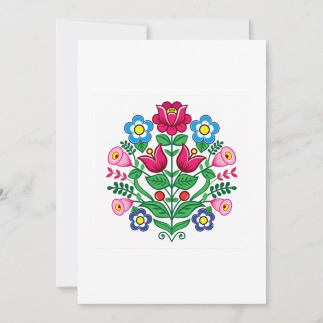 Tarjeta de felicitación colorida de arte folclóric (Anverso)