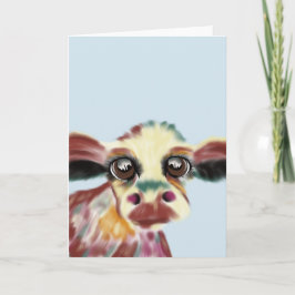 Tarjeta de felicitación colorida de la vaca