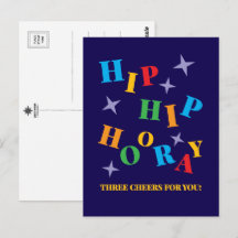 Tarjeta de Felicitación Colorida Hip Hip Hurra