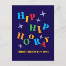 Tarjeta de Felicitación Colorida Hip Hip Hurra