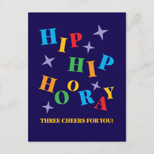 Tarjeta de Felicitación Colorida Hip Hip Hurra