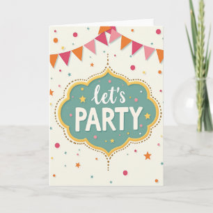 Tarjeta de felicitación con banderines de fiesta