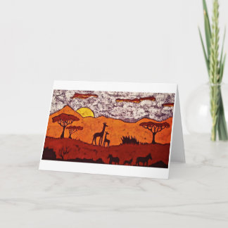 Tarjeta de felicitación con batik del paisaje