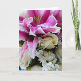 Tarjeta de felicitación con cubierta floral, poema