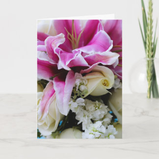 Tarjeta de felicitación con cubierta floral, poema