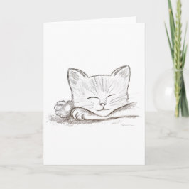 Tarjeta de felicitación con dibujo a lápiz de gato