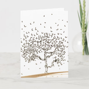 Tarjeta de felicitación con dibujo de árbol de dib