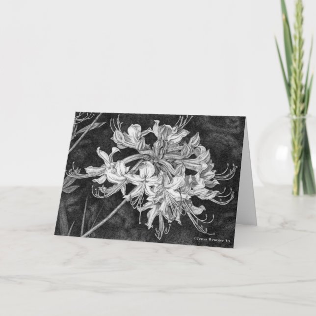 Tarjeta de felicitación con dibujo de azalea silve (Anverso)