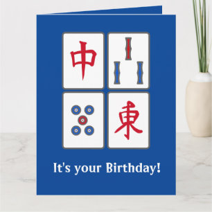 Tarjeta de felicitación con diseño de fichas de ju