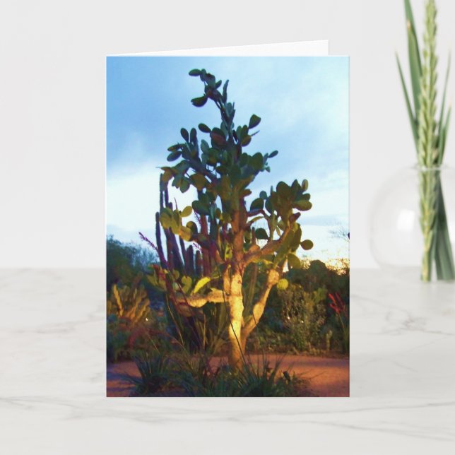 tarjeta de felicitación con el árbol del cactus (Anverso)