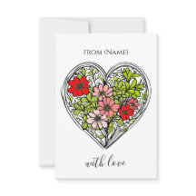 tarjeta de felicitación con flor de amor
