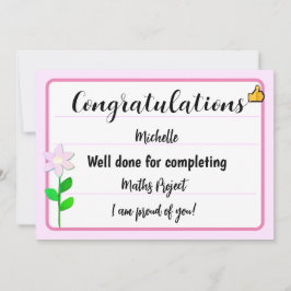 Tarjeta de felicitación con flor rosa