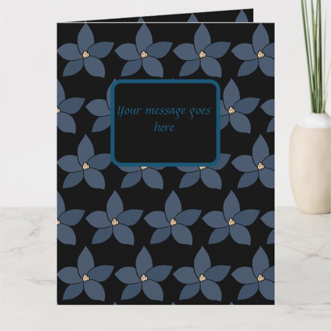 Tarjeta de felicitación con flores azules impresio (Anverso)