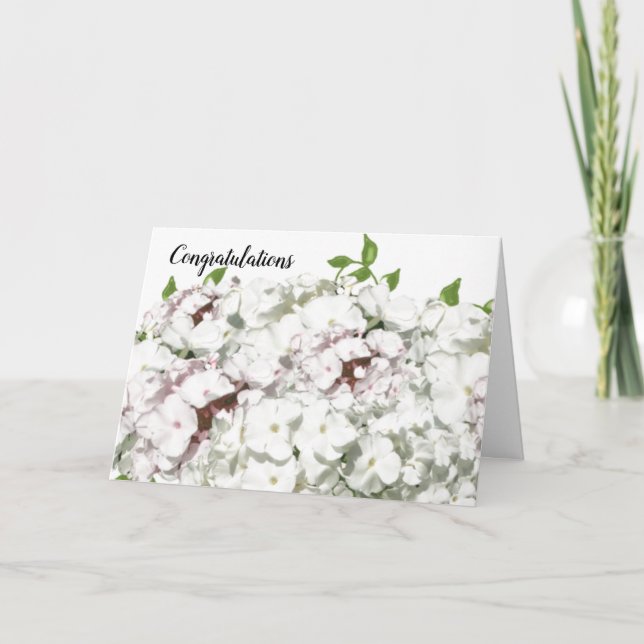 Tarjeta de felicitación con flores rosadas y blanc (Anverso)
