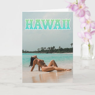 Tarjeta de felicitación con foto de chica en bikin