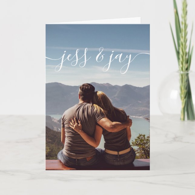 Tarjeta de felicitación con foto de pareja (Anverso)