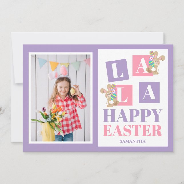 Tarjeta de felicitación con foto del conejo de Pas (Anverso)