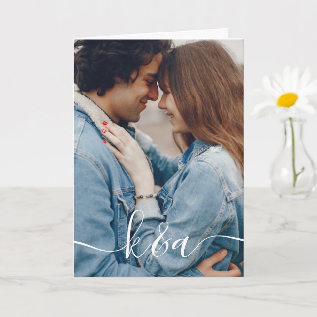 Tarjeta de Felicitación con Foto Monogramada (Planta pequeña)