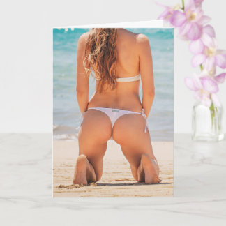 Tarjeta de felicitación con fotos de chica en biki