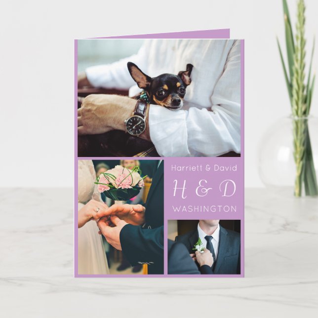 Tarjeta de felicitación con FOTOS, Monograma y Tex (Anverso)