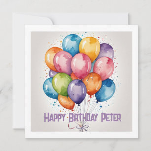 Tarjeta de felicitación con globo de cumpleaños fe