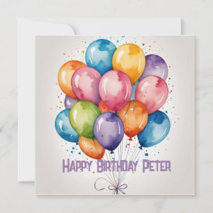 Tarjeta de felicitación con globo de cumpleaños fe