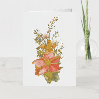 Tarjeta de Felicitación con Hojas de Oro Botánico 