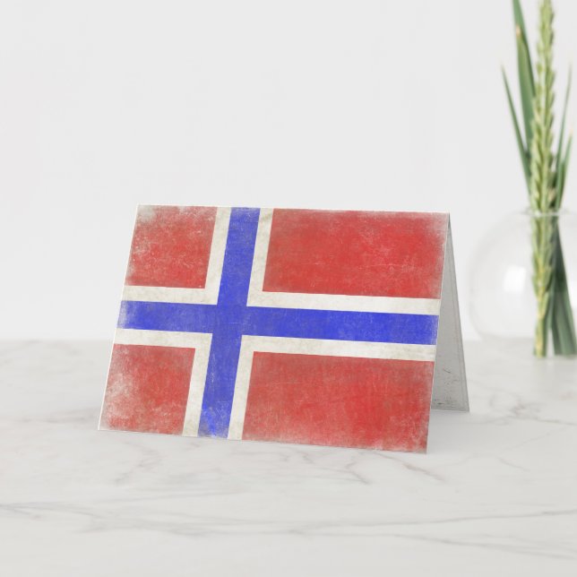 Tarjeta de felicitación con la bandera noruega (Anverso)